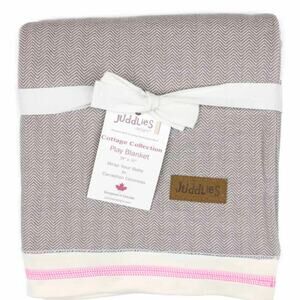 NWOT Juddlies Cottage Collection 100% Cotton Baby Blanket in Beach Beige & Pink